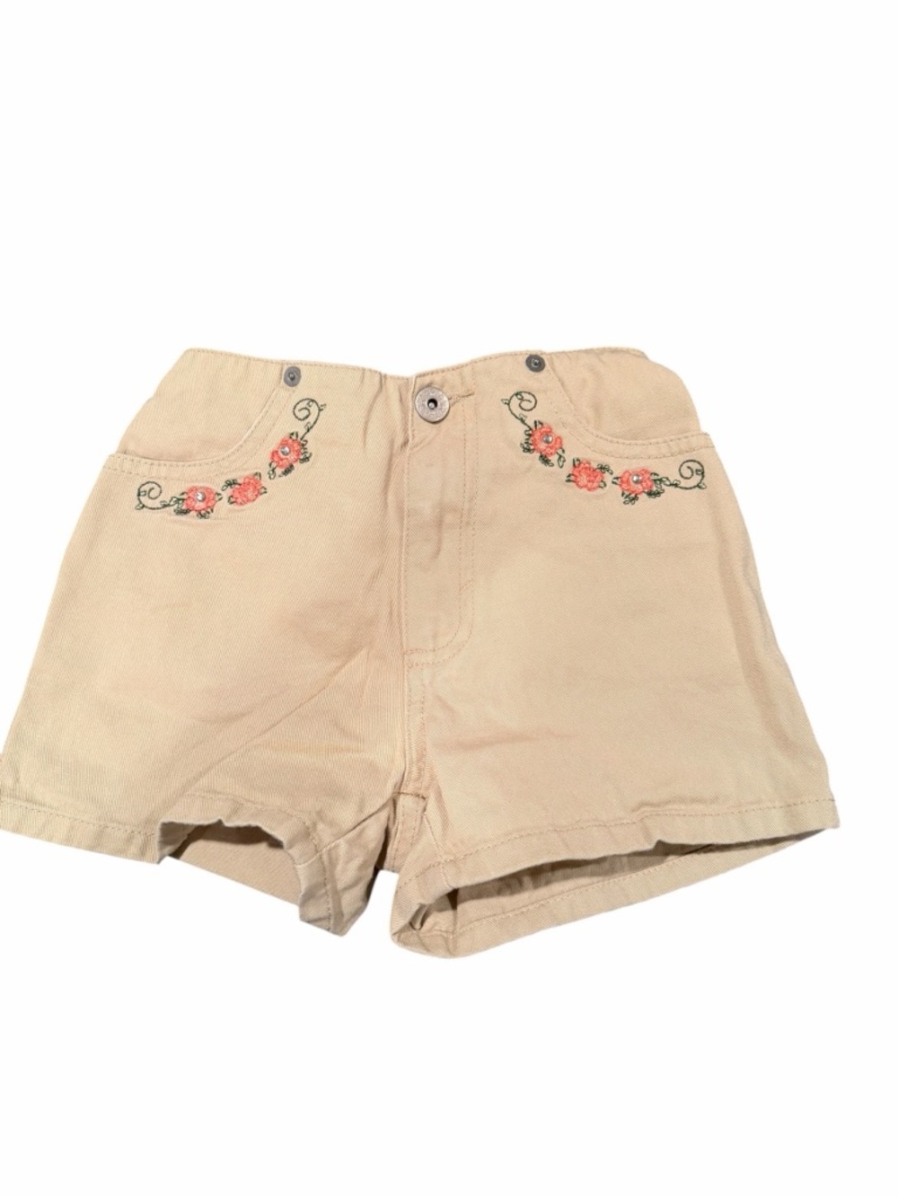 Vintage Y2K Mary Kate And Ashley Clothing Shorts Sz 6 Floral Rhinestone Khaki